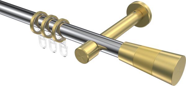 Gardinenstange Metall 20 mm Ø PRESTIGE - Tanara Chrom / Messing-Optik 100 cm