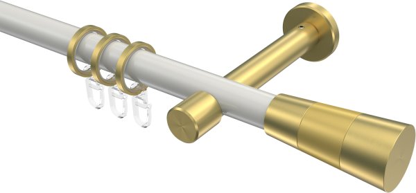 Gardinenstange Metall 20 mm Ø PRESTIGE - Tanara Weiß / Messing-Optik 100 cm