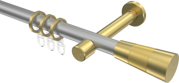 Gardinenstange Metall 20 mm Ø PRESTIGE - Tanara Silbergrau / Messing-Optik 100 cm