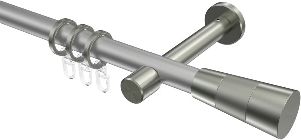 Gardinenstange Metall 20 mm Ø PRESTIGE - Tanara Silbergrau / Edelstahl-Optik 100 cm
