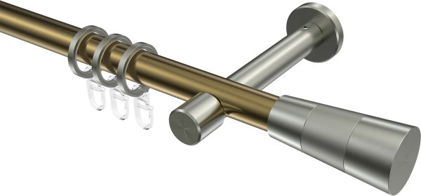 Gardinenstange Metall 20 mm Ø PRESTIGE - Tanara Messing Antik / Edelstahl-Optik 100 cm