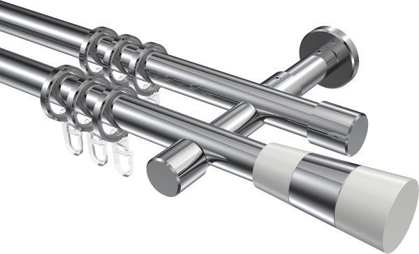 Gardinenstange Metall 20 mm Ø 2-läufig PRESTIGE - Tanara Chrom 100 cm