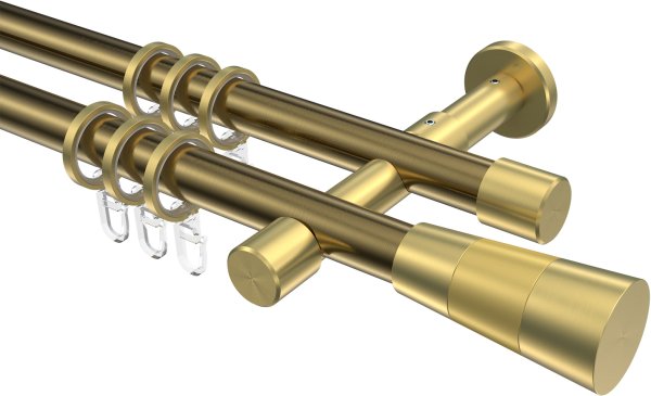 Gardinenstange Metall 20 mm Ø 2-läufig PRESTIGE - Tanara Messing Antik / Messing-Optik 100 cm