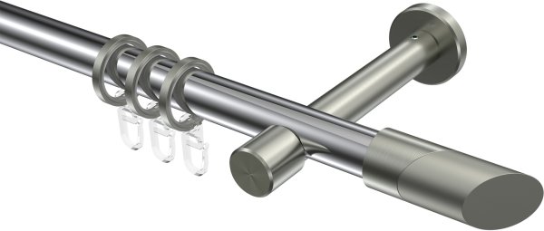 Gardinenstange Metall 20 mm Ø PRESTIGE - Verano Chrom / Edelstahl-Optik 100 cm