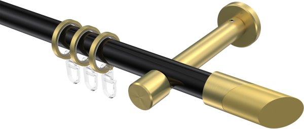 Gardinenstange Metall 20 mm Ø PRESTIGE - Verano Schwarz / Messing-Optik 100 cm