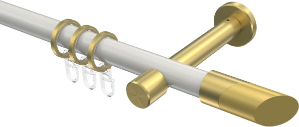 Gardinenstange Metall 20 mm Ø PRESTIGE - Verano Weiß / Messing-Optik 100 cm