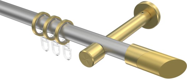 Gardinenstange Metall 20 mm Ø PRESTIGE - Verano Silbergrau / Messing-Optik 100 cm