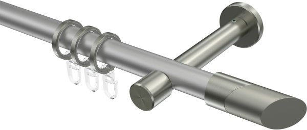 Gardinenstange Metall 20 mm Ø PRESTIGE - Verano Silbergrau / Edelstahl-Optik 100 cm