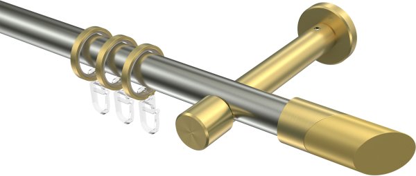 Gardinenstange Edelstahl-Optik / Messing-Optik 20 mm Ø PRESTIGE - Verano