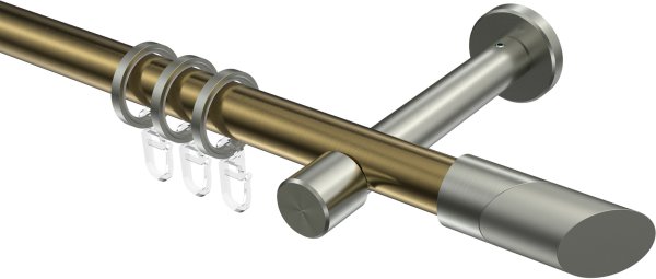 Gardinenstange Metall 20 mm Ø PRESTIGE - Verano Messing Antik / Edelstahl-Optik 100 cm