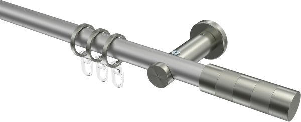 Gardinenstange Metall 20 mm Ø PLATON - Mavell Silbergrau / Edelstahl-Optik 100 cm