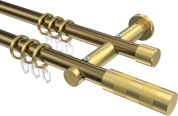 Gardinenstange Metall 20 mm Ø 2-läufig PLATON - Mavell Messing Antik / Messing-Optik 100 cm
