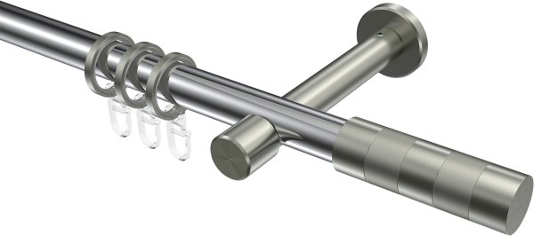 Gardinenstange Metall 20 mm Ø PRESTIGE - Mavell Chrom / Edelstahl-Optik 100 cm