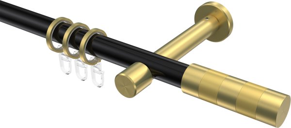 Gardinenstange Metall 20 mm Ø PRESTIGE - Mavell Schwarz / Messing-Optik 100 cm
