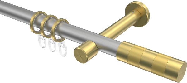 Gardinenstange Metall 20 mm Ø PRESTIGE - Mavell Silbergrau / Messing-Optik 100 cm