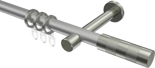 Gardinenstange Metall 20 mm Ø PRESTIGE - Mavell Silbergrau / Edelstahl-Optik 100 cm