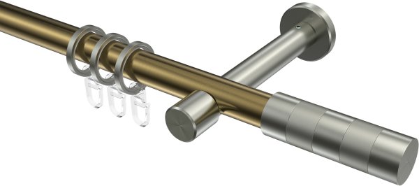 Gardinenstange Metall 20 mm Ø PRESTIGE - Mavell Messing Antik / Edelstahl-Optik 100 cm