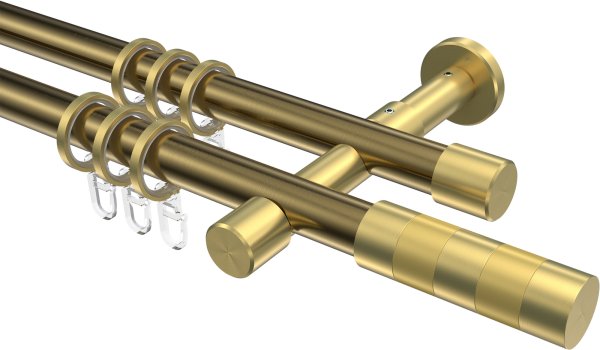 Gardinenstange Metall 20 mm Ø 2-läufig PRESTIGE - Mavell Messing Antik / Messing-Optik 100 cm