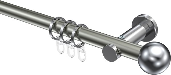Gardinenstange Metall 20 mm Ø PLATON - Luino Edelstahl-Optik / Chrom 100 cm