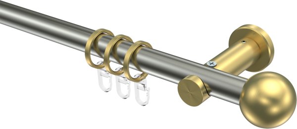 Gardinenstange Edelstahl-Optik / Messing-Optik 20 mm Ø PLATON - Luino