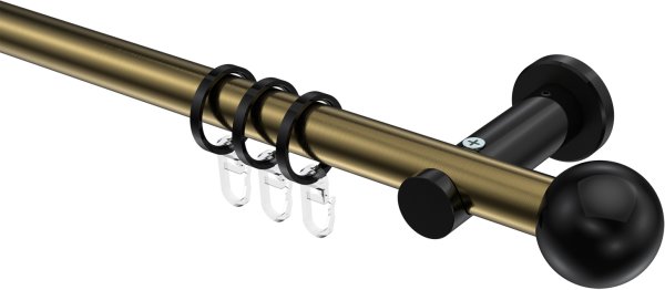 Gardinenstange Metall 20 mm Ø PLATON - Luino Messing Antik / Schwarz 100 cm