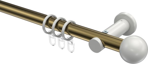 Gardinenstange Metall 20 mm Ø PLATON - Luino Messing Antik / Weiß 100 cm