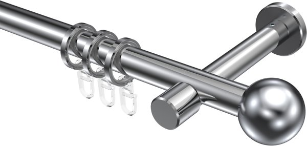 Gardinenstange Metall 20 mm Ø PRESTIGE - Luino Chrom 100 cm