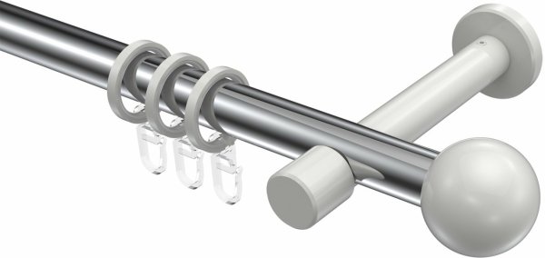 Gardinenstange Metall 20 mm Ø PRESTIGE - Luino Chrom / Weiß 100 cm
