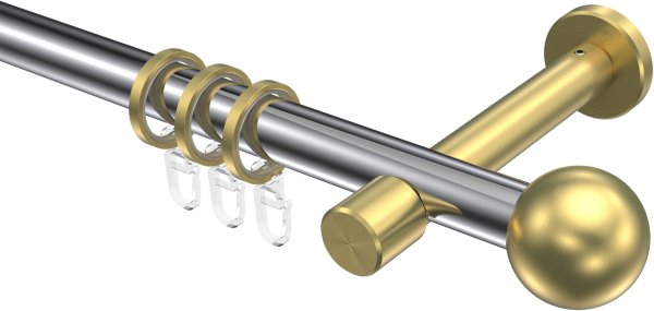 Gardinenstange Metall 20 mm Ø PRESTIGE - Luino Chrom / Messing-Optik 100 cm