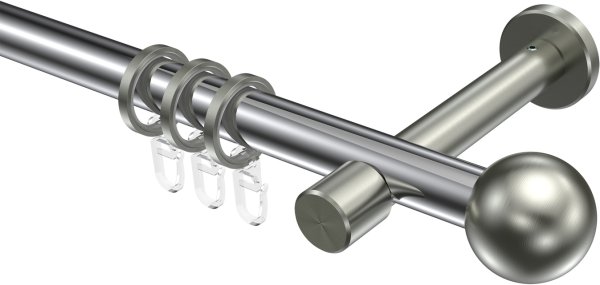 Gardinenstange Metall 20 mm Ø PRESTIGE - Luino Chrom / Edelstahl-Optik 100 cm