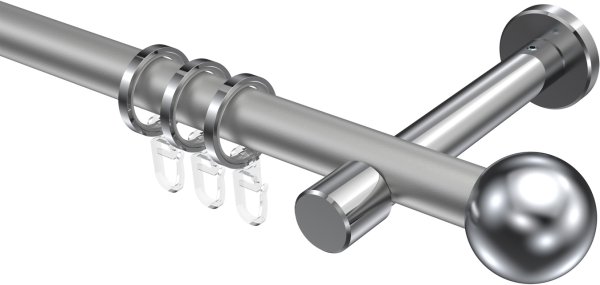Gardinenstange Metall 20 mm Ø PRESTIGE - Luino Silbergrau / Chrom 100 cm