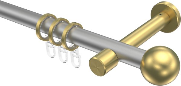 Gardinenstange Metall 20 mm Ø PRESTIGE - Luino Silbergrau / Messing-Optik 100 cm