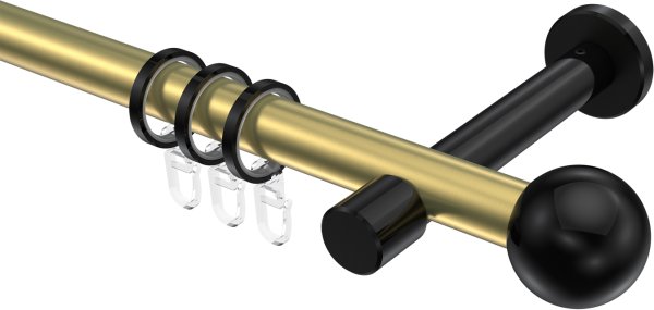 Gardinenstange Metall 20 mm Ø PRESTIGE - Luino Messing-Optik / Schwarz 100 cm