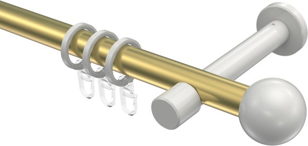 Gardinenstange Metall 20 mm Ø PRESTIGE - Luino Messing-Optik / Weiß 100 cm