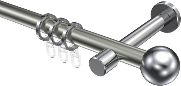 Gardinenstange Metall 20 mm Ø PRESTIGE - Luino Edelstahl-Optik / Chrom 100 cm