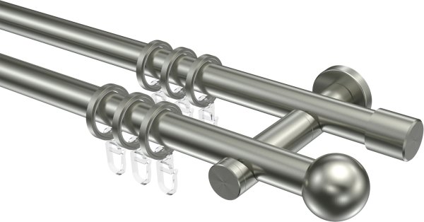 Gardinenstange Edelstahl 20 mm Ø 2-läufig PERFECTA - Luino