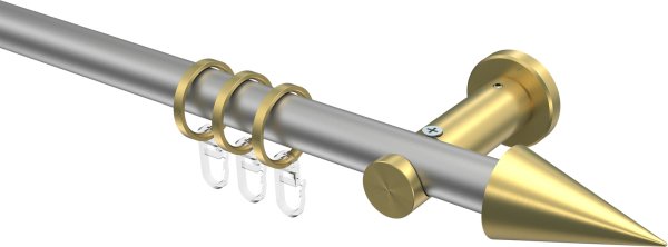 Gardinenstange Metall 20 mm Ø PLATON - Savio Silbergrau / Messing-Optik 100 cm