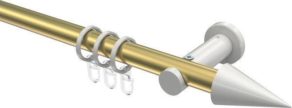 Gardinenstange Metall 20 mm Ø PLATON - Savio Messing-Optik / Weiß 100 cm