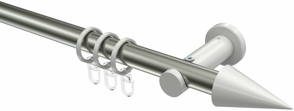 Gardinenstange Metall 20 mm Ø PLATON - Savio Edelstahl-Optik / Weiß 100 cm