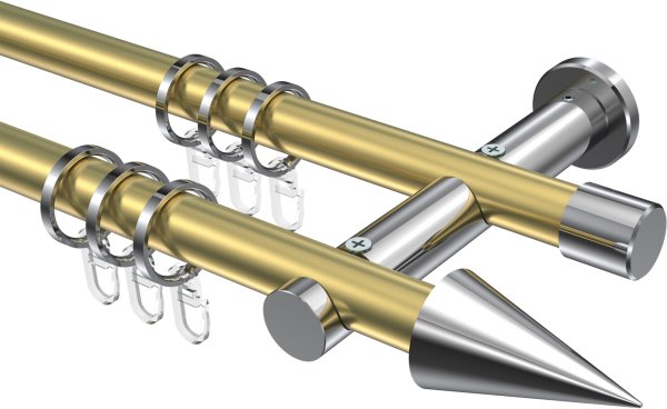 Gardinenstange Metall 20 mm Ø 2-läufig PLATON - Savio Messing-Optik / Chrom 100 cm