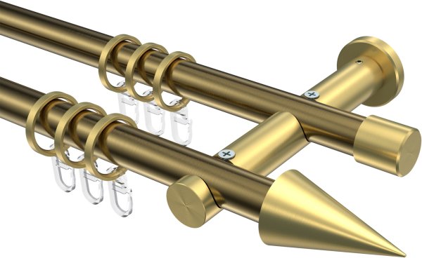 Gardinenstange Metall 20 mm Ø 2-läufig PLATON - Savio Messing Antik / Messing-Optik 100 cm