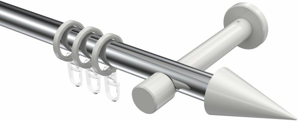 Gardinenstange Metall 20 mm Ø PRESTIGE - Savio Chrom / Weiß 100 cm