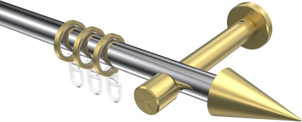 Gardinenstange Metall 20 mm Ø PRESTIGE - Savio Chrom / Messing-Optik 100 cm