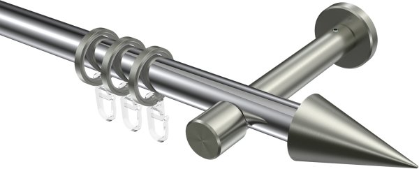 Gardinenstange Metall 20 mm Ø PRESTIGE - Savio Chrom / Edelstahl-Optik 100 cm
