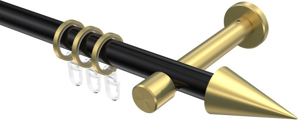 Gardinenstange Metall 20 mm Ø PRESTIGE - Savio Schwarz / Messing-Optik 100 cm