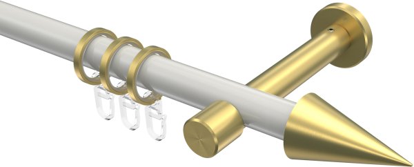 Gardinenstange Metall 20 mm Ø PRESTIGE - Savio Weiß / Messing-Optik 100 cm