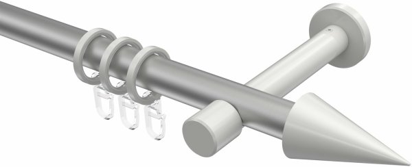 Gardinenstange Metall 20 mm Ø PRESTIGE - Savio Silbergrau / Weiß 100 cm