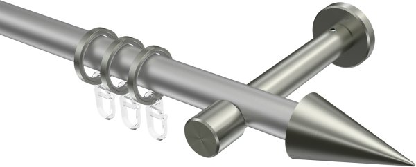Gardinenstange Metall 20 mm Ø PRESTIGE - Savio Silbergrau / Edelstahl-Optik 100 cm