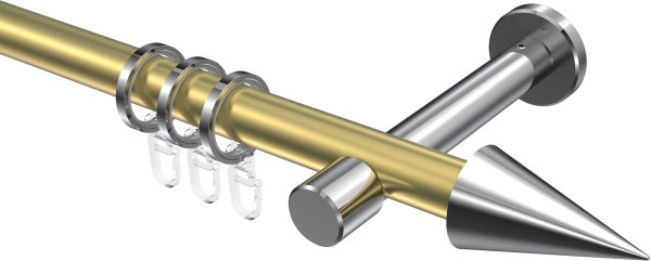 Gardinenstange Metall 20 mm Ø PRESTIGE - Savio Messing-Optik / Chrom 100 cm