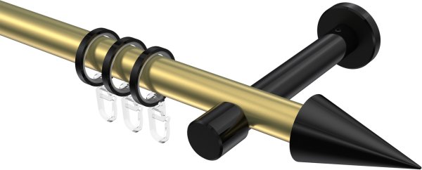Gardinenstange Metall 20 mm Ø PRESTIGE - Savio Messing-Optik / Schwarz 100 cm
